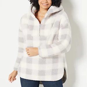 G.I.L.I. Sherpa Hi-Low Pullover Gray Plaid - Regular L